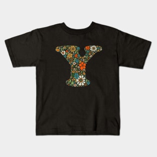 Hippie Floral Letter Y Kids T-Shirt